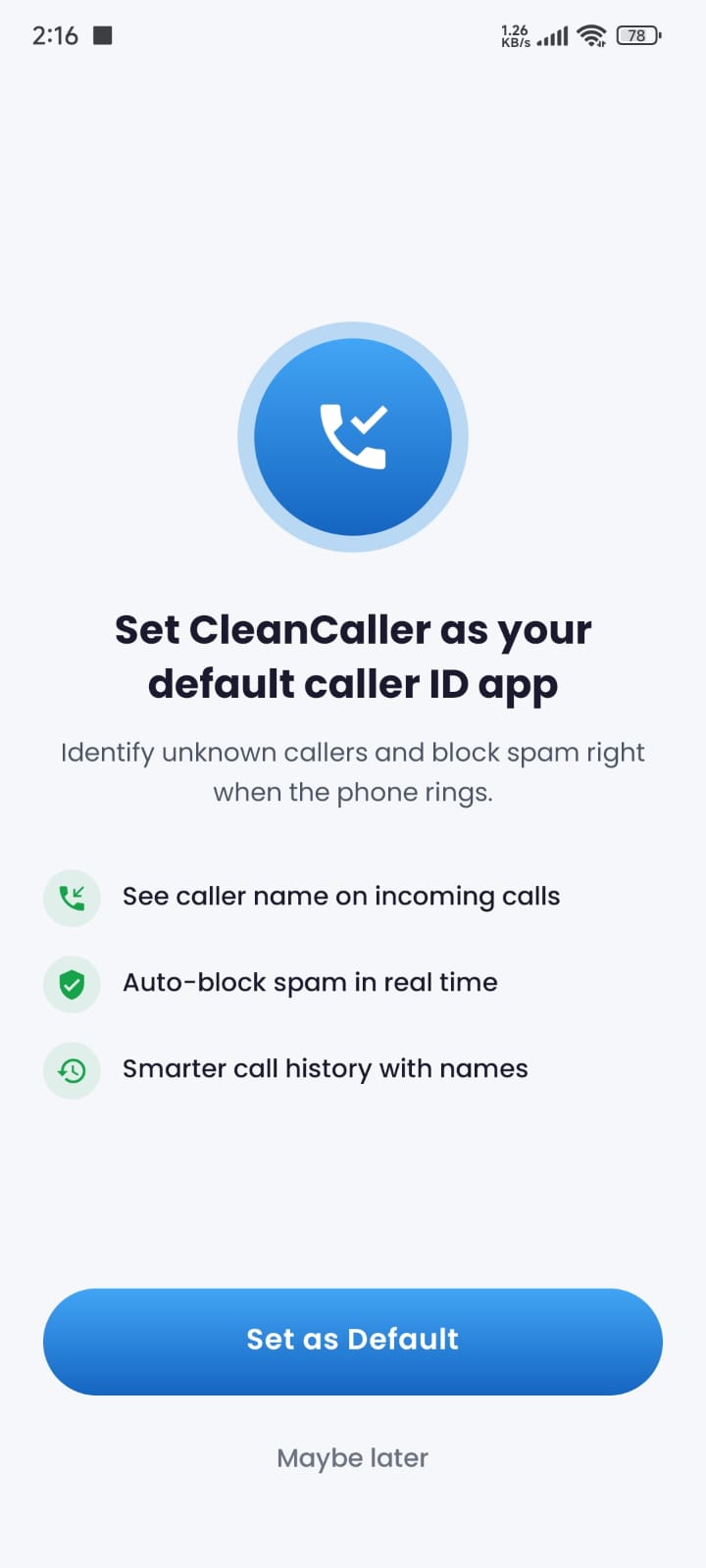 TraceCallerID set-as-default-dialer prompt